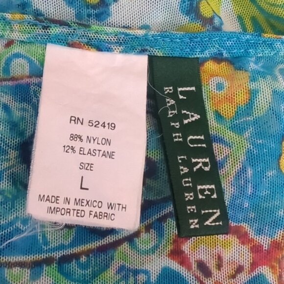 Lauren Ralph Lauren Size L Cover Up Carnivale Paisley Mesh Tunic Drop Waist - Picture 8 of 9